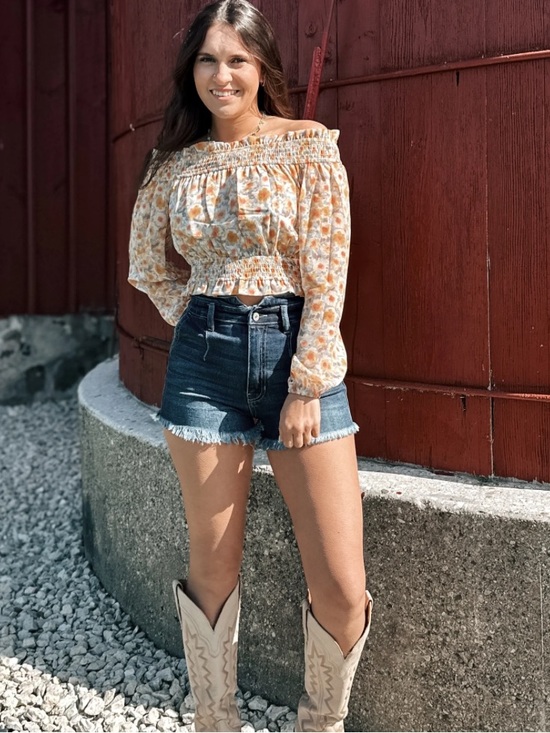 Promesa Tops - Promesa Floral Off Shoulder Crop Top. Size S